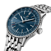Cassa in acciaio inossidabile da 41 mm e bracciale in acciaio inox del Navitimer Automatic 41 con corona non a vite e lunetta liscia